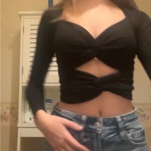Windsor Black Twist-Front Crop Top